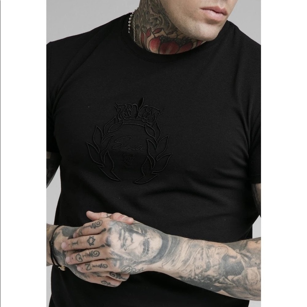 SikSilk Prestige Embroidery Gym Tee - Black